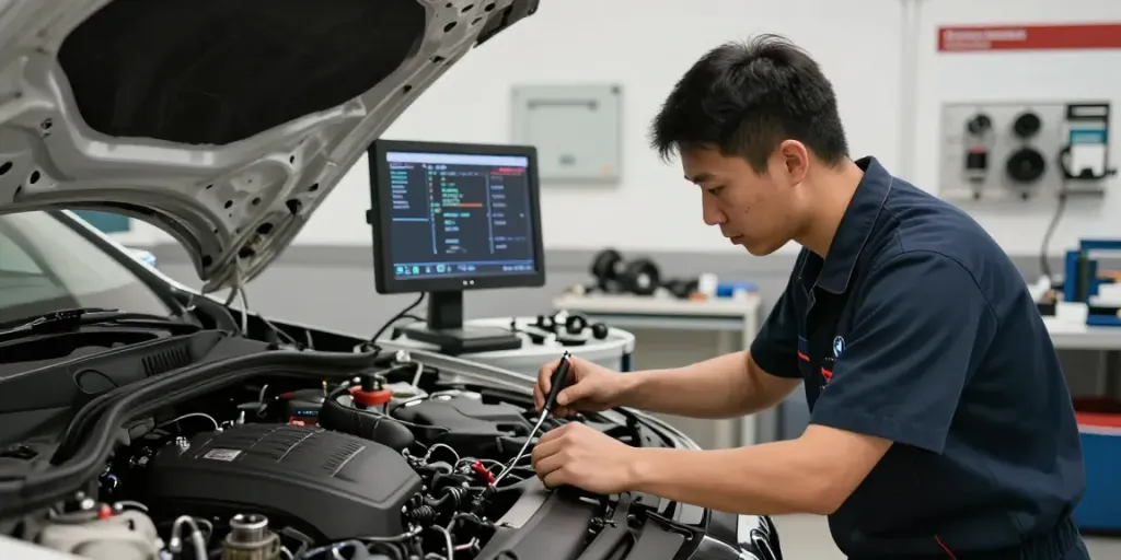 Professioneller BMW Werkstattservice in Hannover mit erfahrenem Mechaniker und modernster Ausrüstung.
